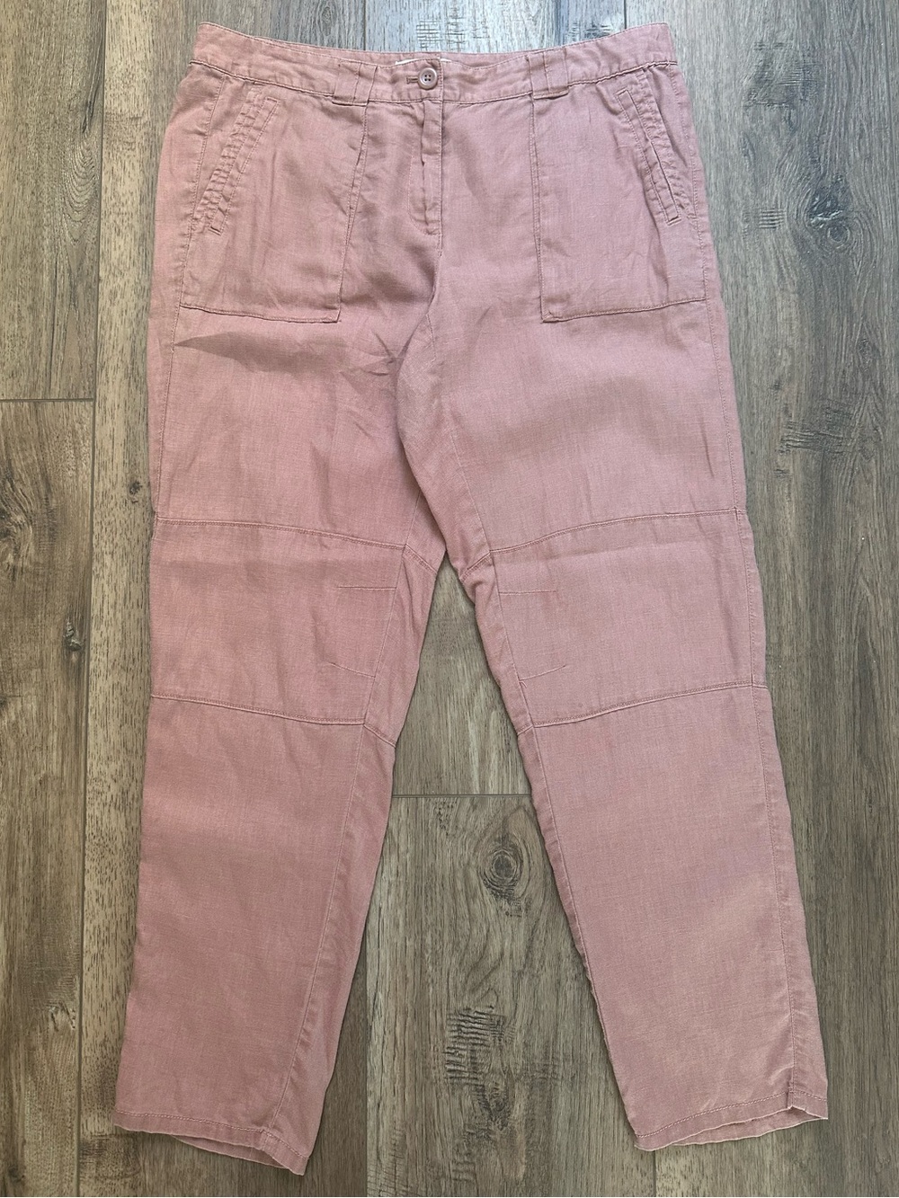 Loft 100% LINEN Pants, Cargo Pockets, Mauve, Casual, Neutral,‎ Capsule, Size 8